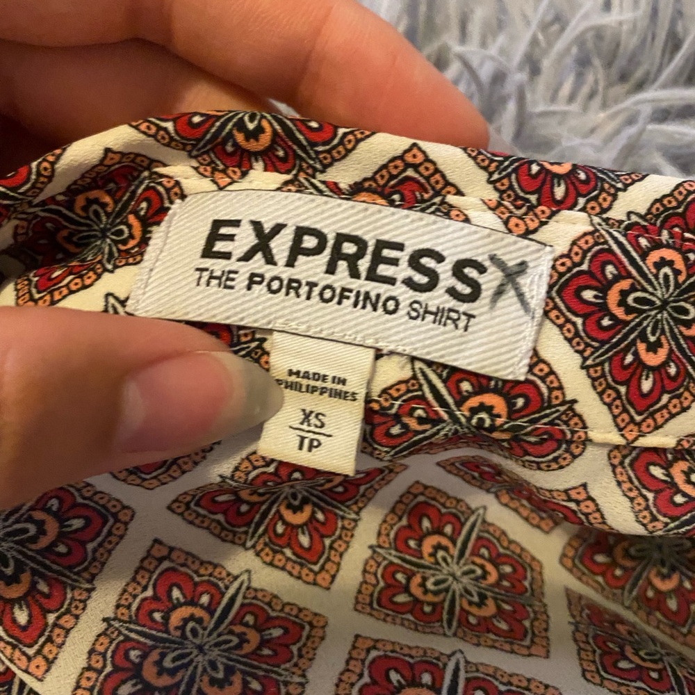 Express Printed Button Down Long Sleeve Shirt - image 8